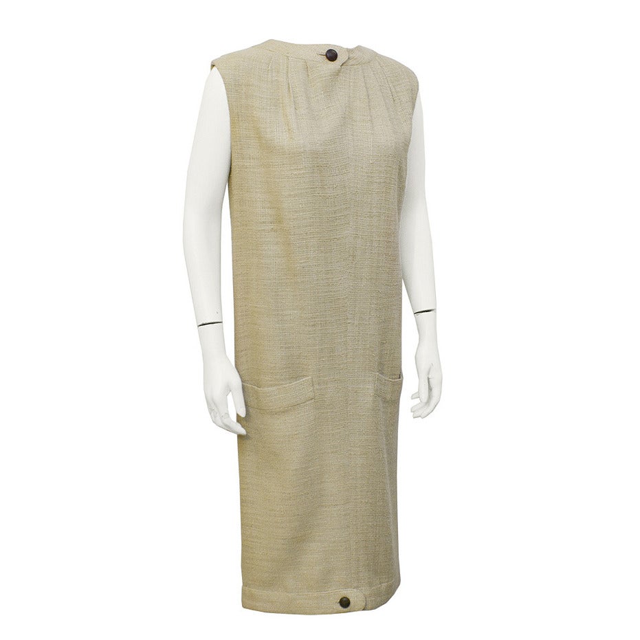 1960's Simonetta Natural Linen Dress For Sale