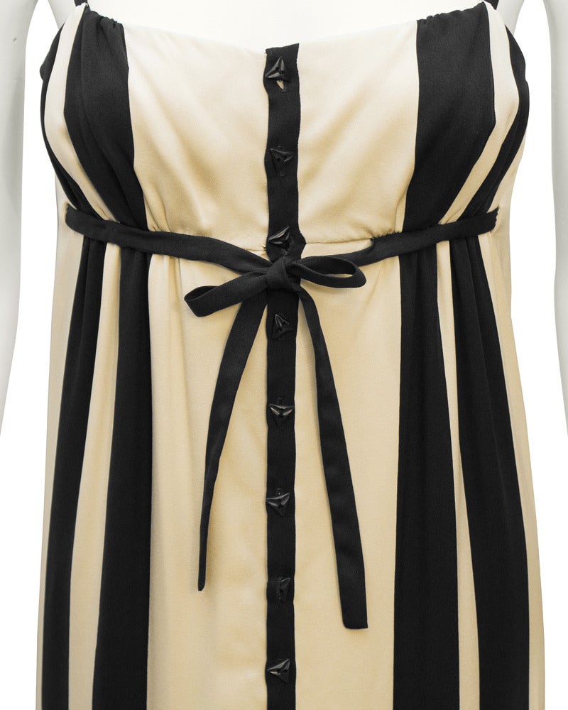 Women's 1960s Pauline Trigere Black & White Abstract Stripe Silk Gown