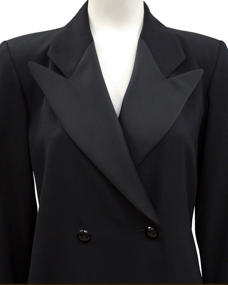 1980's Yves Saint Laurent YSL Black Double Breasted Le Smoking Jacket ...