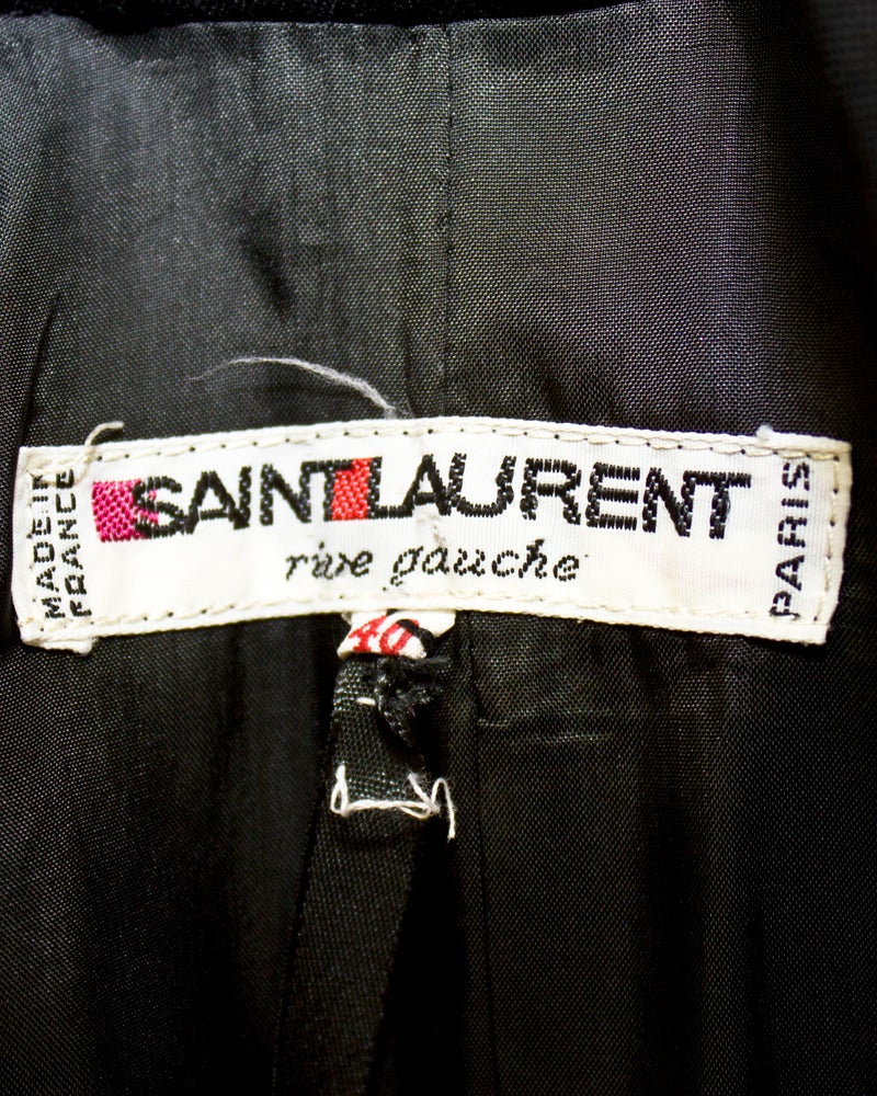 Women's 1980's Yves Saint Laurent YSL Black Double Breasted Le Smoking Jacket/Mini Dress