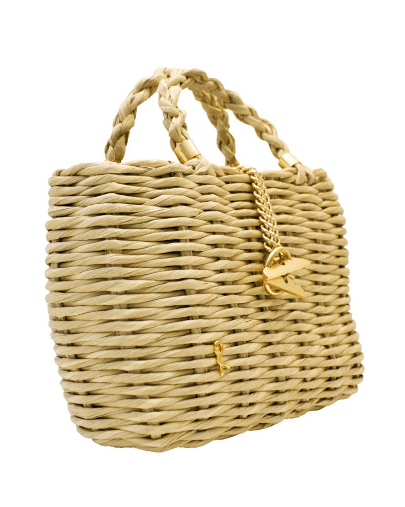 1976 Roberta Di Camerino Raffia Handbag In Excellent Condition In Toronto, Ontario