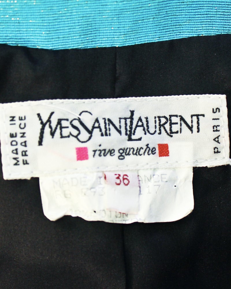 1980s Yves Saint Laurent YSL Blue & Pink Moroccan Ensemble In Excellent Condition In Toronto, Ontario