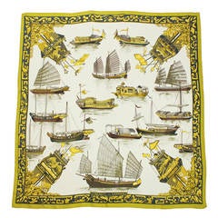 1966 Hermes 'Jonques et Sampans' 1st edition silk scarf