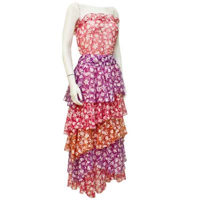 1970's Stephen Burrows One-Shouldered Gown For Sale at 1stDibs