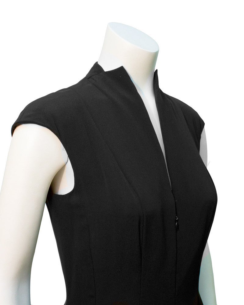 1970s Pauline Trigere Black Silk Zip Front Dress In Excellent Condition In Toronto, Ontario