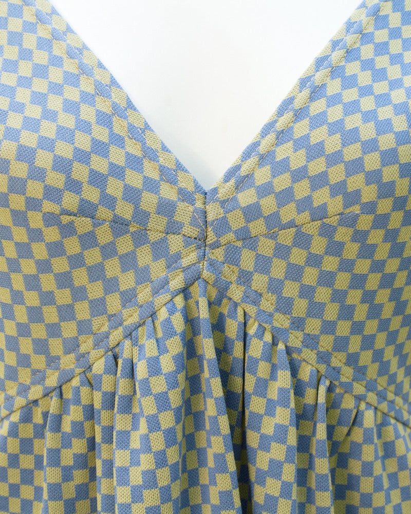 Gray 1960's Rudi Gernreich Blue Checkered Babydoll Dress