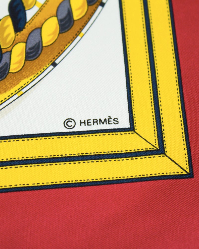 Orange 1985 Hermes ' Grande Tenue' Large Silk Scarf Designed by Henri d'Origny