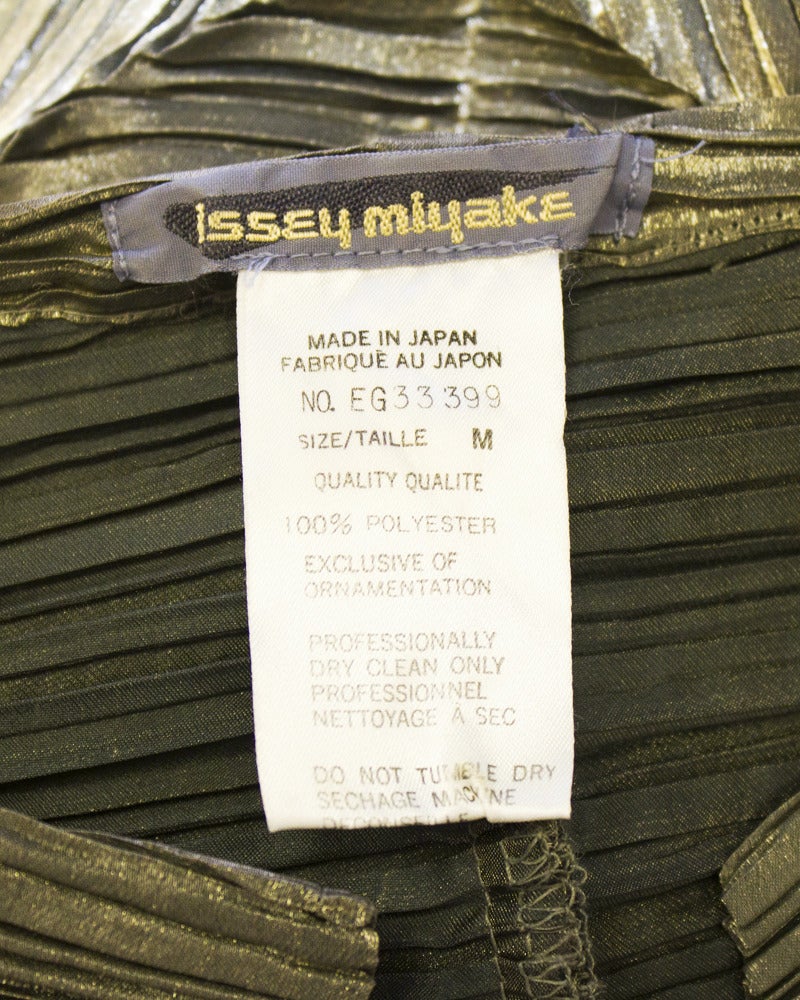 1990s Issey Miyake Olive Micro Pleated Top 1