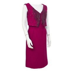 Vintage 1960's Fontana Fuchsia Beaded Cocktail Dress