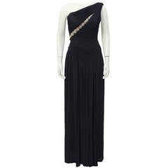 Lancetti One Shoulder Black Gown with Embellishment 8