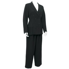 Yohji Yamamoto - Costume en laine noire avec poches en filet, années 1980