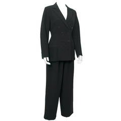 1980's Yohji Yamamoto Black Wool Suit with Net Pockets 12