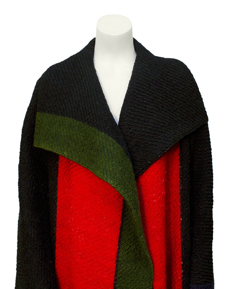 Black 1970s Roberta Di Camerino Wool Color Block Coat