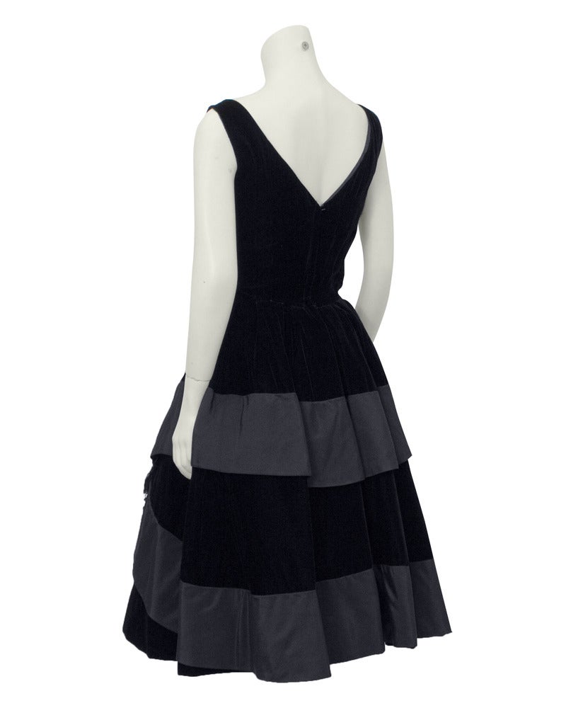 1950s Suzy Perette Black Velvet Cocktail Dress with Bow Detail For ...