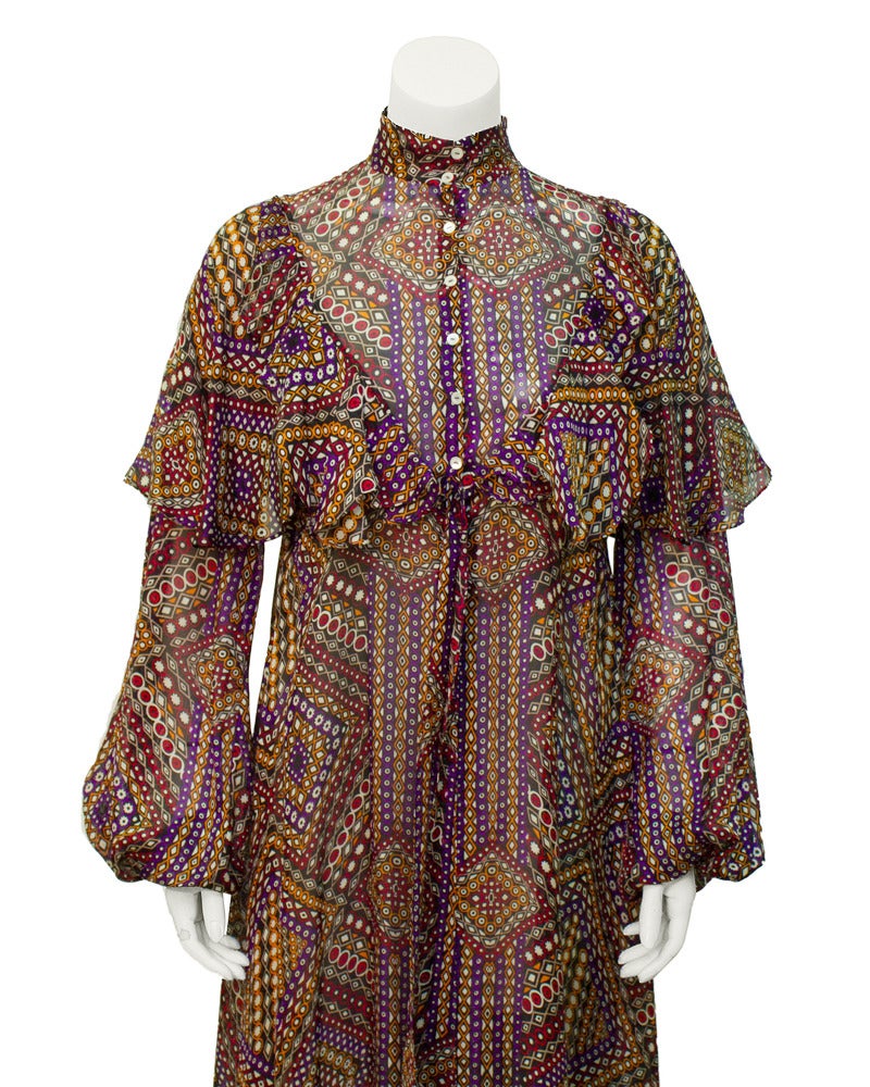 1960s Annacat Psychedelic Geo Print Maxi Dress at 1stDibs | geo print dress