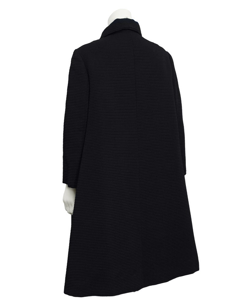 1960s Simonetta Black Corded Swing Coat In Excellent Condition In Toronto, Ontario