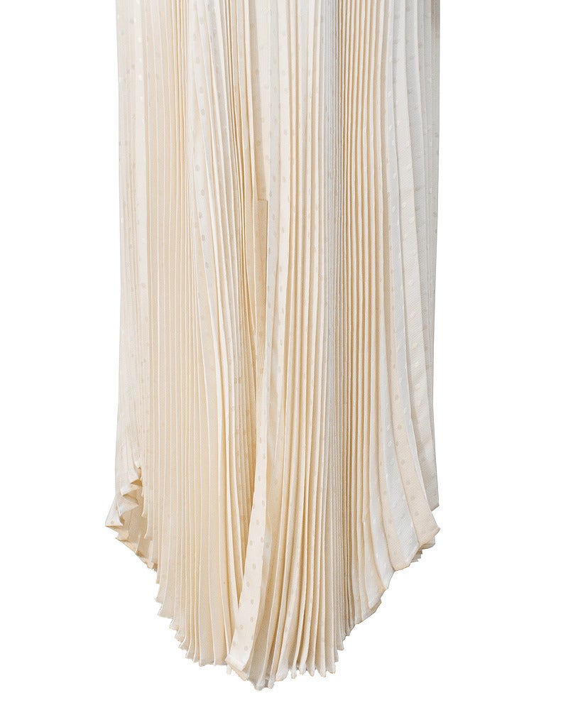 Andre Laug Off-White Silk Peplum Gown Circa 1980s In Excellent Condition For Sale In Toronto, Ontario