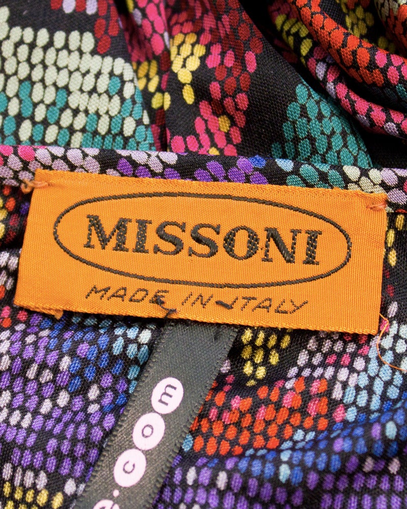 Missoni - Robe froncée à imprimé multicolore, début des années 1980 Pour femmes en vente