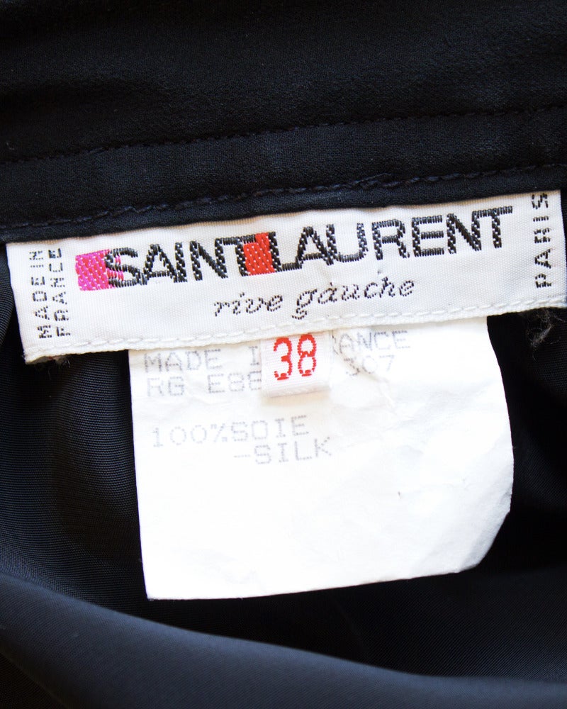 1980er Jahre Yves Saint Laurent YSL Rive Gauche Schwarzes Spitzenkorsett & Chiffonrock im Angebot 1