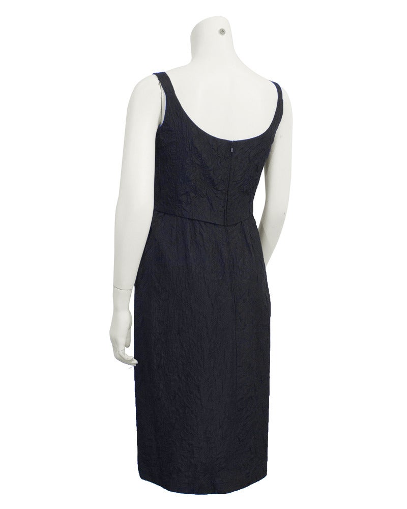 Nero Nina Ricci, un completo di seta Cloque nera del 1960 in vendita