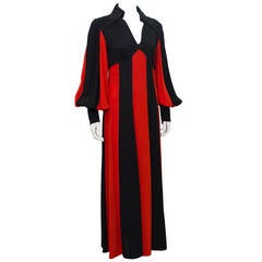 1960s Alice Pollack Red & Black Moss Crepe Gown