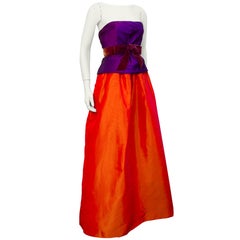 1960s Sarmi Purple & Orange Ball Gown