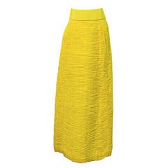 1960s Sybil Connolly Yellow Pleated Linen Skirt & Belt