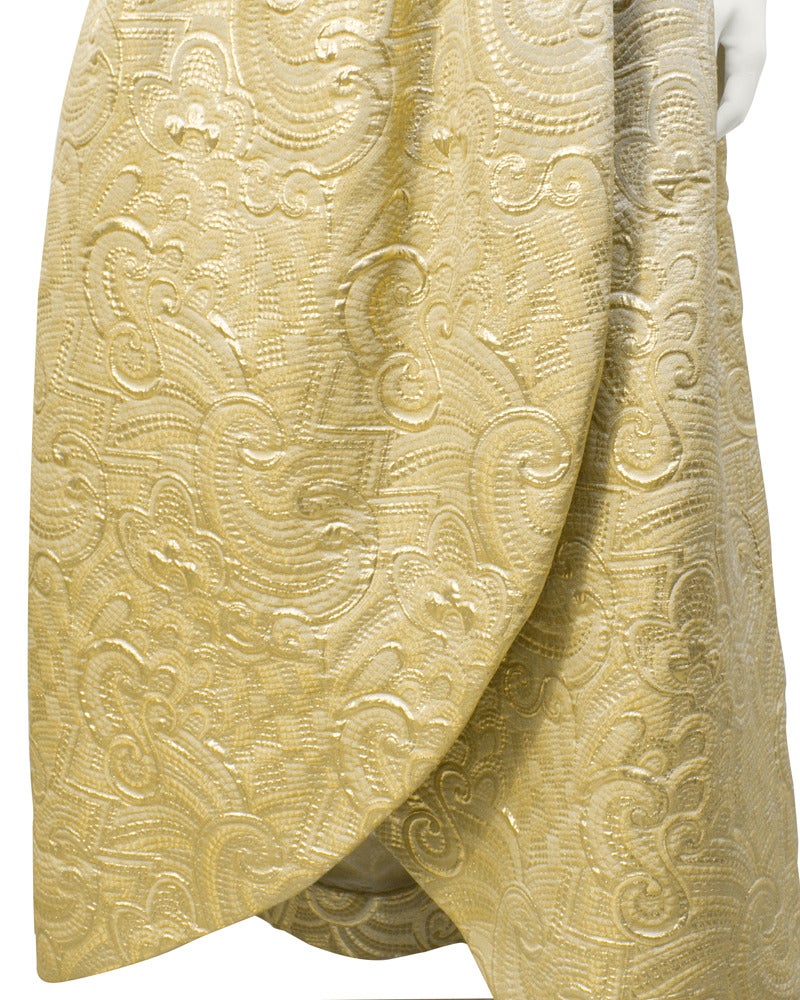 Women's 1980s Arnold Scaasi Gold Brocade Gown