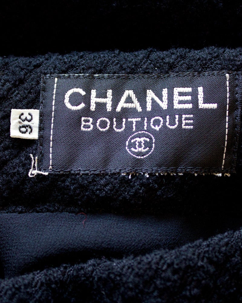 Chanel Black Dress with Velvet Bodice & Boucle Skirt Circa 1990 1