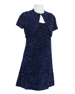 Jacques Griffe Navy Blue Sequin Mini Dress & Bolero Circa 1960