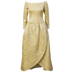 1980s Arnold Scaasi Gold Brocade Gown