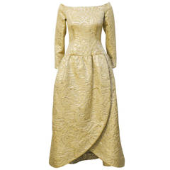 1980s Arnold Scaasi Gold Brocade Gown 10