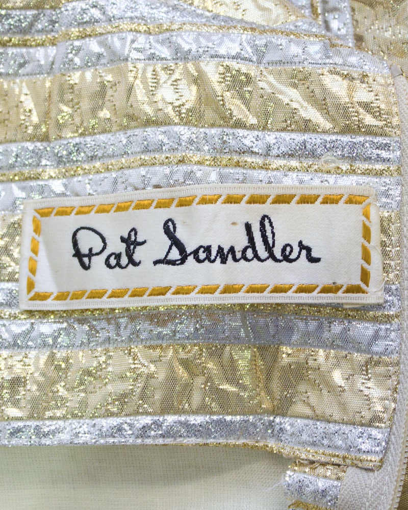 Pat Sandler Silver & Gold Brocade Cocktail Dress Circa 1960's 1