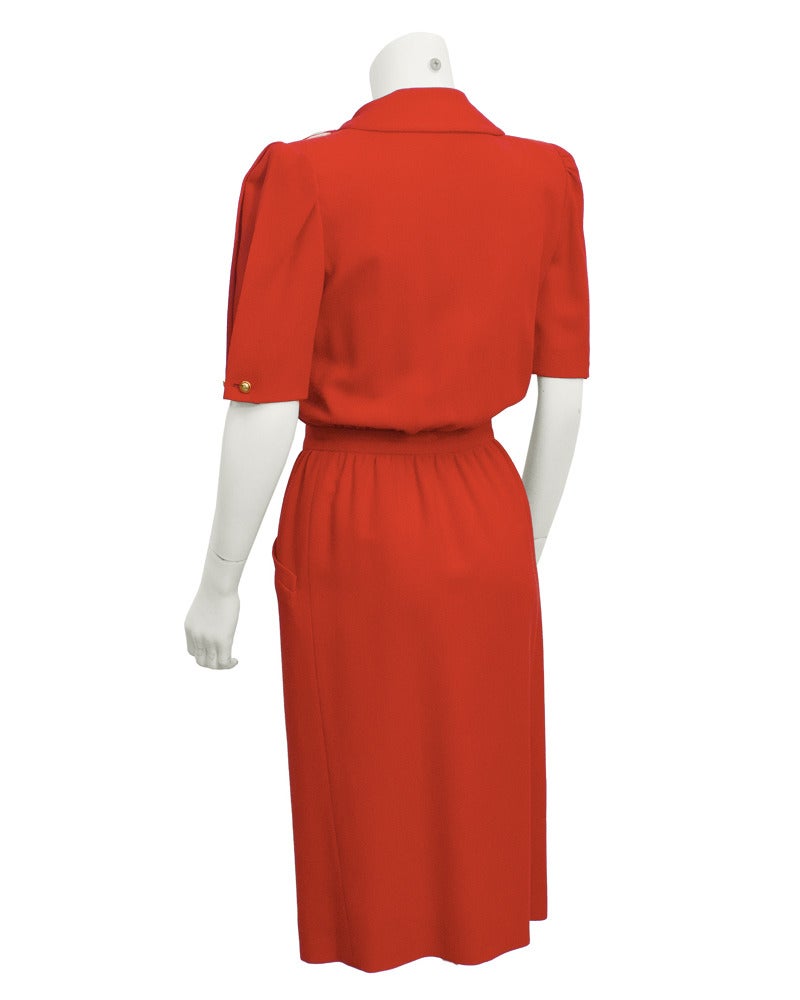 Valentino Red Day Dress Circa 1980's In Excellent Condition In Toronto, Ontario