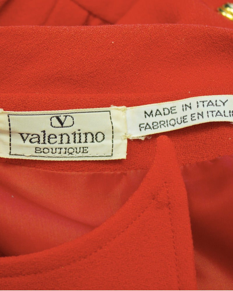 Valentino Red Day Dress Circa 1980's 2