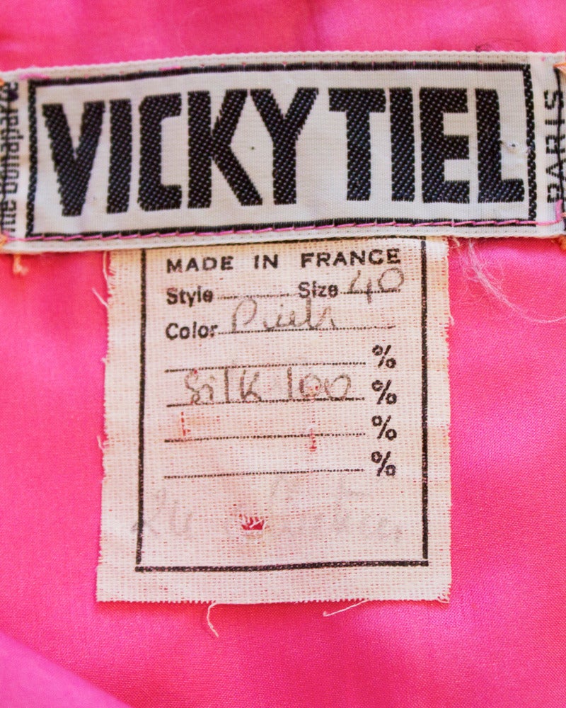 Vicky Tiel Pink Silk Jacquard Cocktail Dress circa 1980's 1