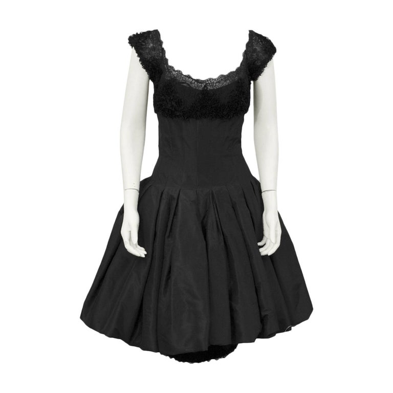 sachin and babi light blue dress Mignon Black Silk Dress with Lace Bodice Circa 1960's For Sale at 1stDibs