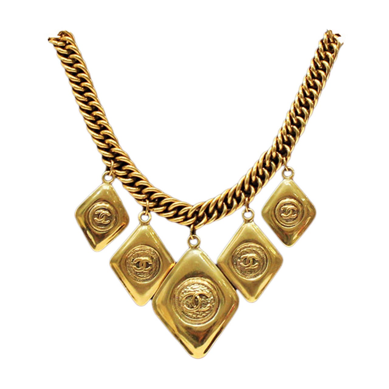 Chanel Necklace with Logo Pendents Circa 1980's