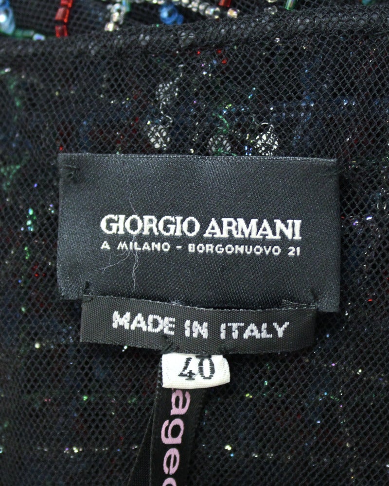 Women's 1990s Giorgio Armani Black Net Beaded Gown For Sale