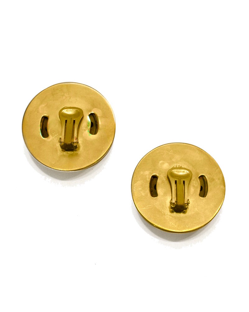 Contemporary 1992 Celine Oversized Gold Plated Clips
