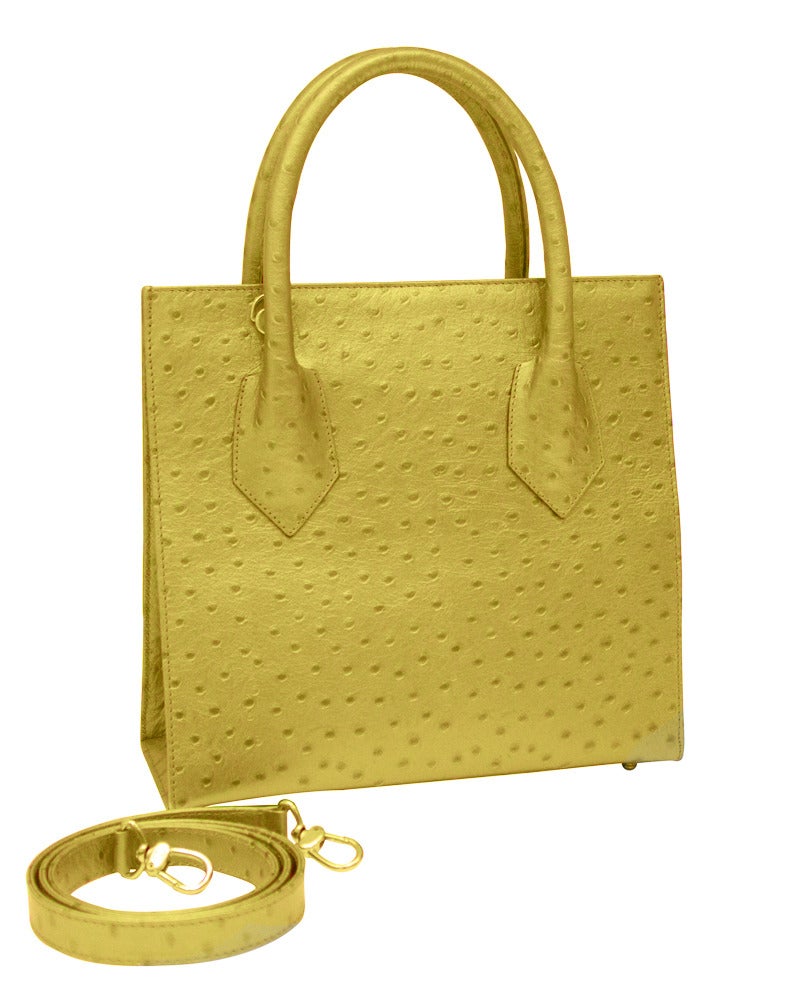 1990s Fendi Gold Ostrich Box Tote