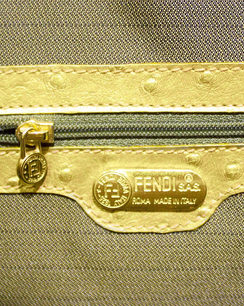 Women's 1990s Fendi Gold Ostrich Box Tote