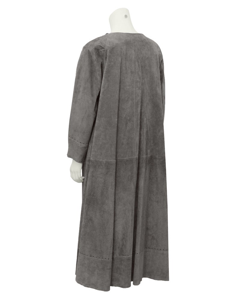 Jean Muir Grey Suede Duster Maxi Coat Circa 1970's at 1stDibs | maxi coats 1970