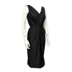 Frederick Starke Black Raw Silk Dinner Dress Circa 1960 9