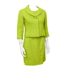 Christian Dior Chartreuse Linen 3 Piece Ensemble Circa 1970's 11