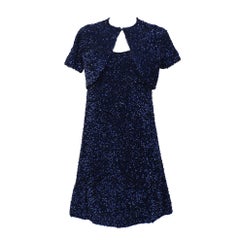 Jacques Griffe Mini Abito e Bolero con lustrini blu navy Circa 1960