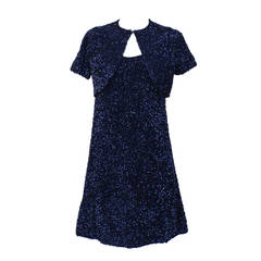 Jacques Griffe Navy Blue Sequin Mini Dress & Bolero Circa 1960 1