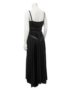 2002 Prada Black Grecian Gathered Dress with Leather Accents