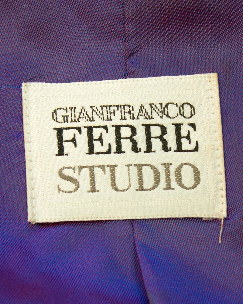 Gianfranco Ferre 1980s Purple Velvet Pantsuit with Fur Stole 1