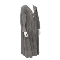 Vintage Jean Muir Grey Suede Duster Maxi Coat Circa 1970's